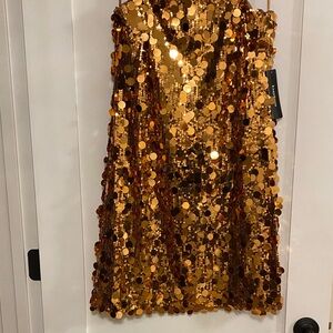 bebe Gold Sequin Mini Dress